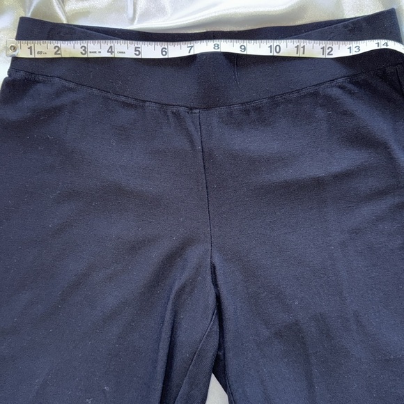 Eileen Fisher Black Textured Crepe Pants Slim Fit Stretch Elastic Waist Pull On - Picture 8 of 12